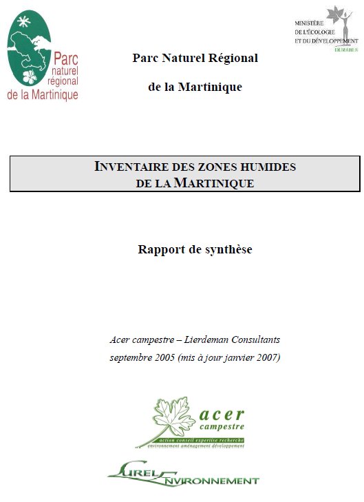 Inventaire des zones humides de la Martinique 2005 - Rapport de synthèse